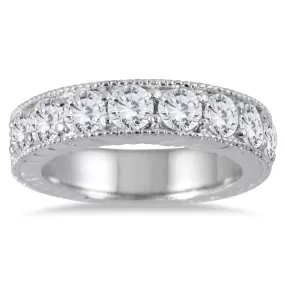 1 1/2 Carat TW Diamond Engraved Antique Ring in 10K White Gold