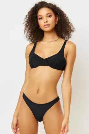 Anna Underwire Ribbed Bikini Top - Black