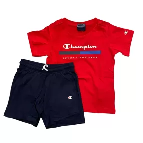 Champion boy's outfit t-shirt and shorts 306698 RS011 red blue