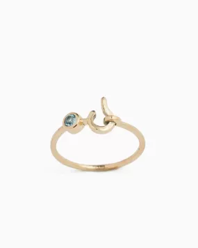 Dainty St. John Hook Ring with Stone - Hampton Blue Topaz