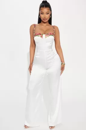 Evelyn Satin Jumpsuit - White