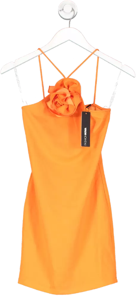 Fashion Nova Orange Gabrie Bodycon Mini Dress UK XS