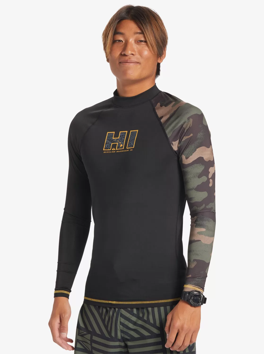 Hi Island Rush Long Sleeve UPF 50 Rashguard - Black