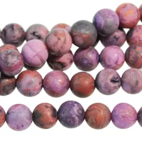 MATTE Purple Crazy Lace Agate 6mm Round 8-Inch - CLEARANCE