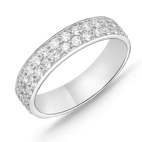 Memoire 18K White Gold Two-Row Halfway Pave Silk Diamond Band