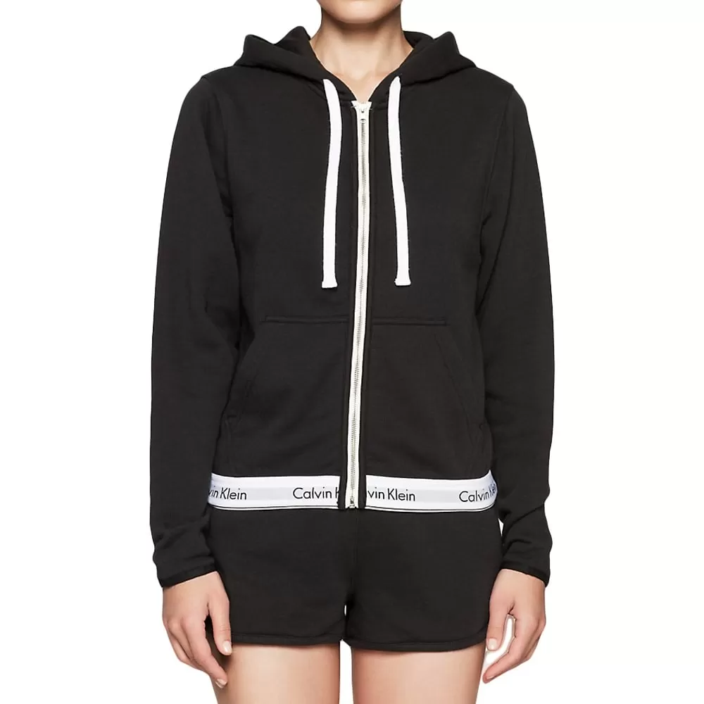 Modern Cotton Zip Hoody, Black