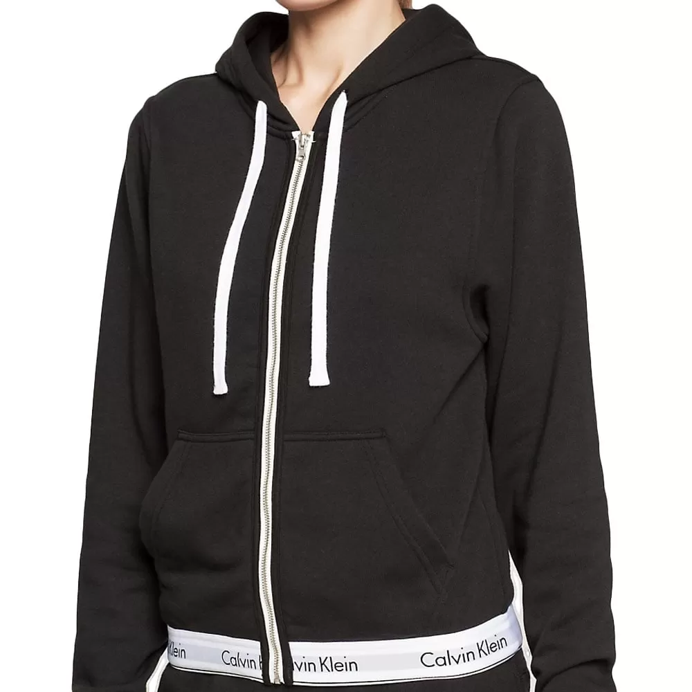 Modern Cotton Zip Hoody, Black