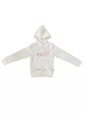 Puma Girls' sweatshirt with hood and pouch pocket ESS  2 large logo print 670310 12 white pink