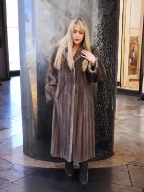 Rare Female Blue Iris Canadian Mink Fur Coat By Creeds 90 Sweep XL to 3XL