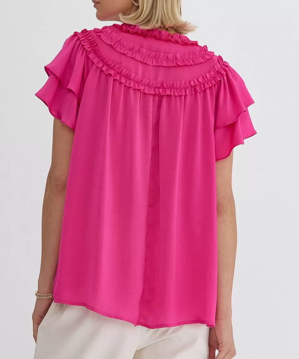 V-Neck Top - Dark Blue OR Pink