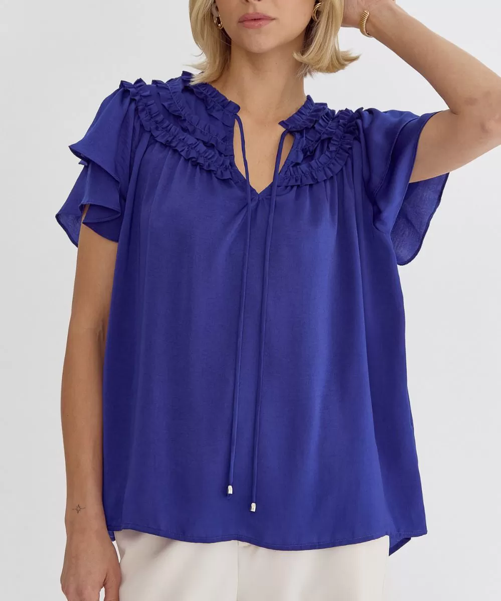 V-Neck Top - Dark Blue OR Pink