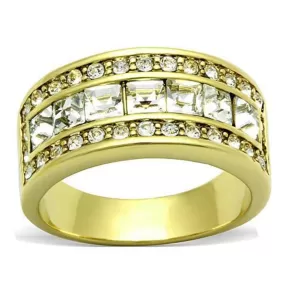 WildKlass Stainless Steel Anniversary Ring IP Gold Women Top Grade Crystal Clear