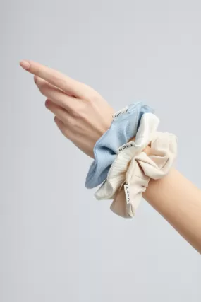 Zestaw scrunchies / cream white & blue